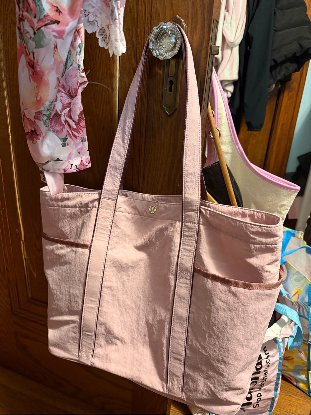 lululemon athletica Light Pink Canvas Tote Bag